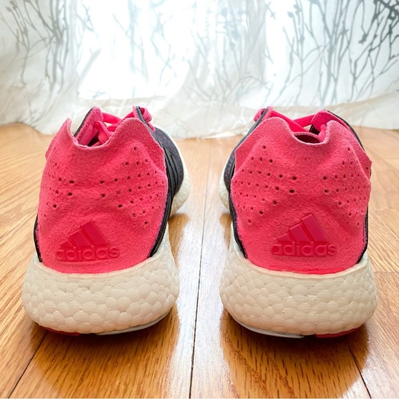 Adidas solar pink black knit pureboost reveal lace up athletic shoes - Picture 7 of 13
